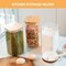 Glass Storage Jars 6 Pack 37oz Clear Glass Food Storage Containers with Airtight Bamboo Lid Stackable Kitchen Canisters for Candy,Cookie,Rice,Sugar,Flour,Pasta,Nuts and Spice Jars(Square)